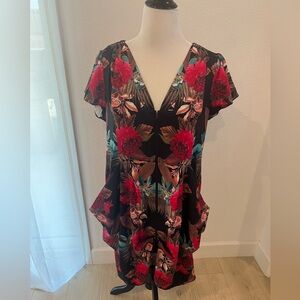 City Chic Black Floral High Low Dress
